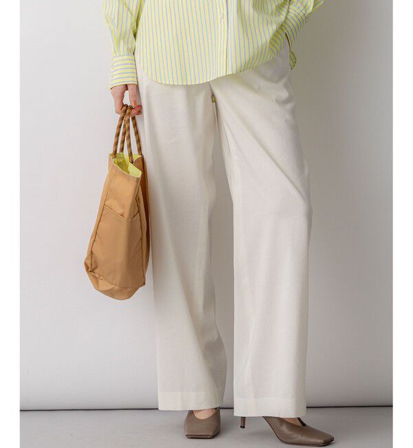 23区「リネンレーヨンストレッチ ワイドパンツ」|その他|オフ系