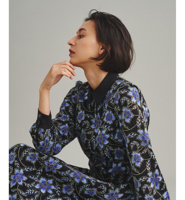  「レース刺繍タックワンピース」|ワンピース|