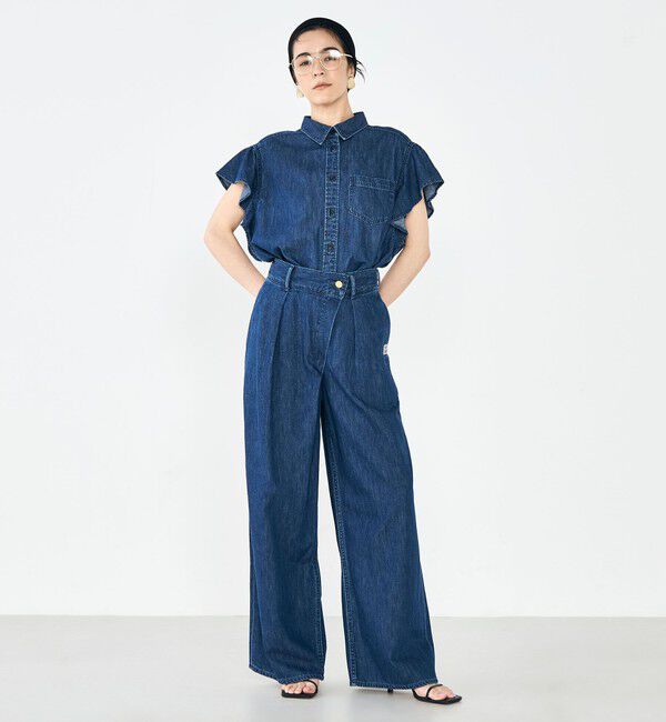 Rie Miller「【RM denim】ラッフルスリーブデニムブラウス」|シャツ・ブラウス|