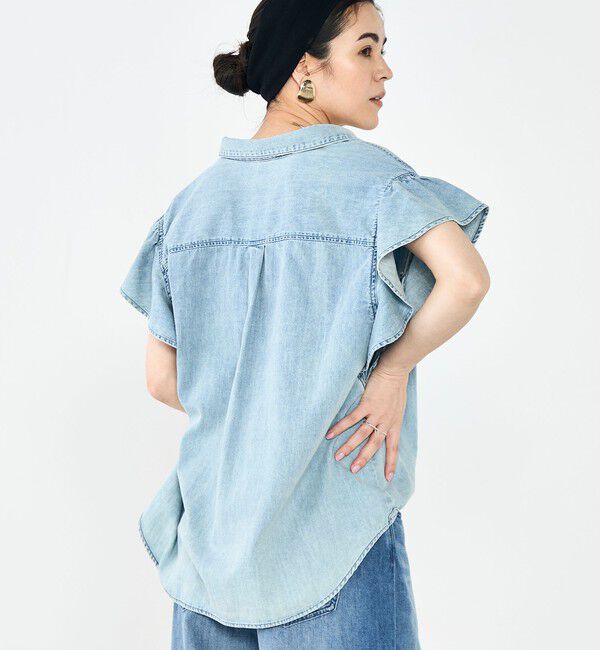 Rie Miller「【RM denim】ラッフルスリーブデニムブラウス」|シャツ・ブラウス|