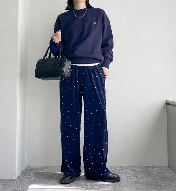 fredy emue「《セットアップ対応》ベロアドット刺繍イージーパンツ」|チノ|