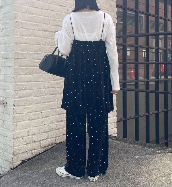 fredy emue「《セットアップ対応》ベロアドット刺繍イージーパンツ」|チノ|