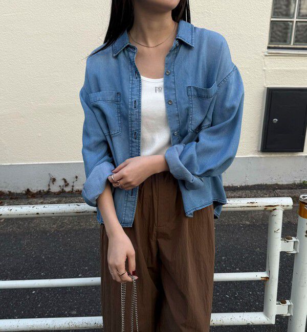 fredy emue「とろみデニムクロップドシャツ」|シャツ・ブラウス|