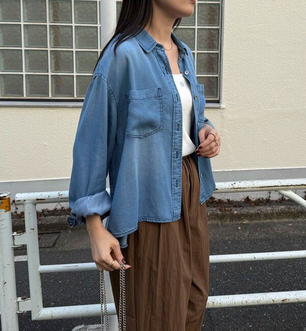 fredy emue「とろみデニムクロップドシャツ」|シャツ・ブラウス|