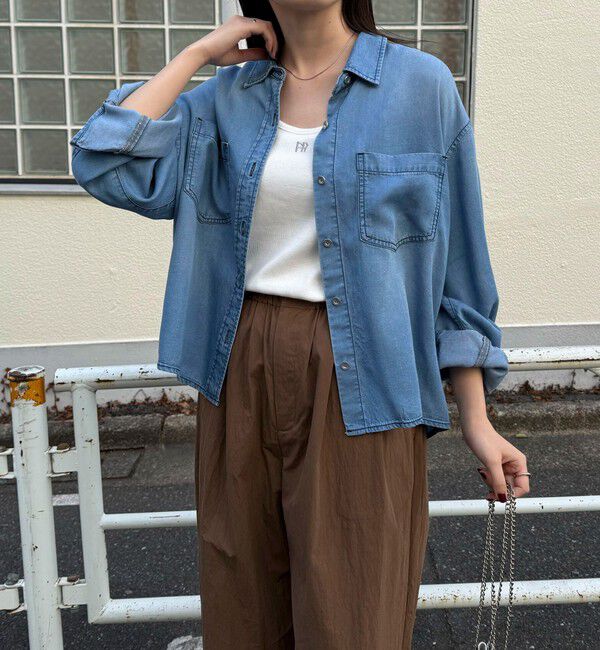 fredy emue「とろみデニムクロップドシャツ」|シャツ・ブラウス|