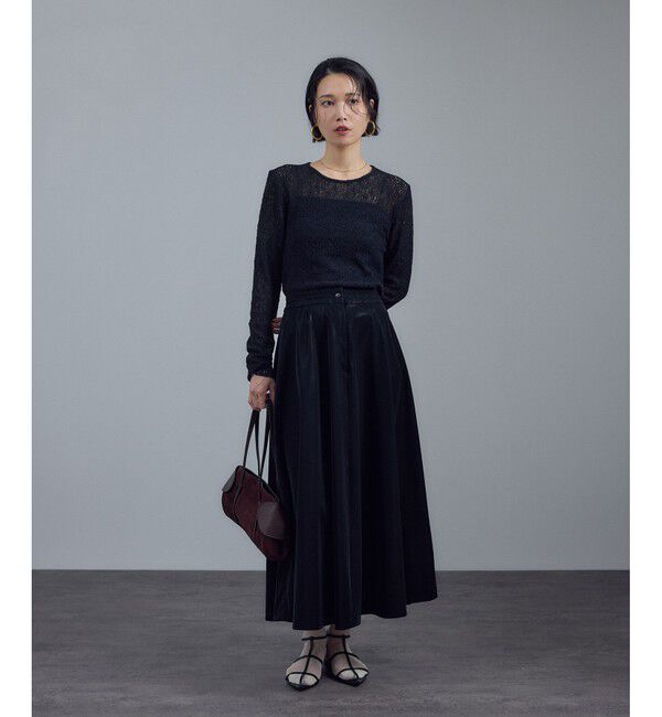 SALON adam et rope'「パールレザーライクフレアスカート」|スカート|