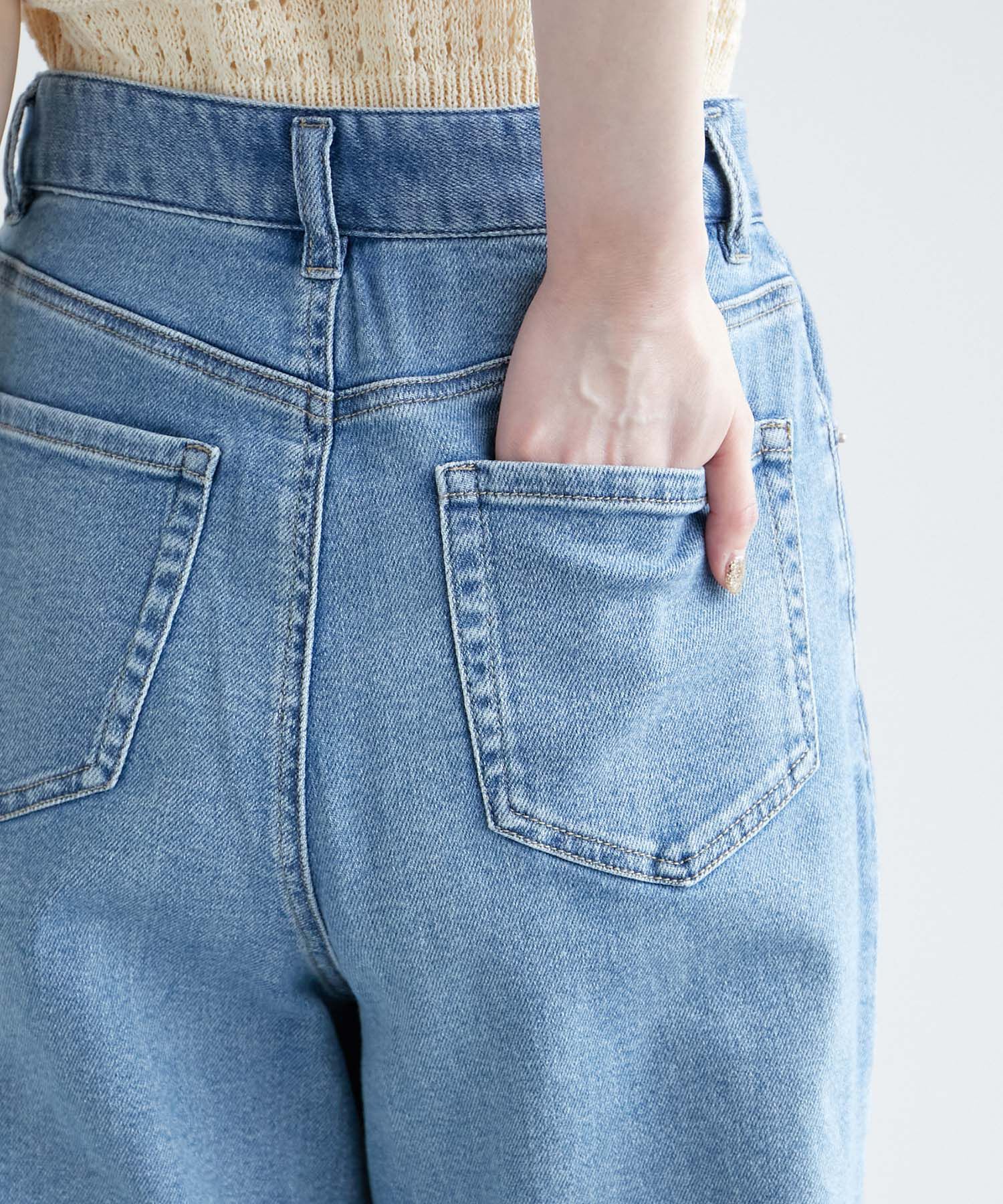 Rope&rsquo;Picnic「デニムタックワイドパンツ」|デニム|