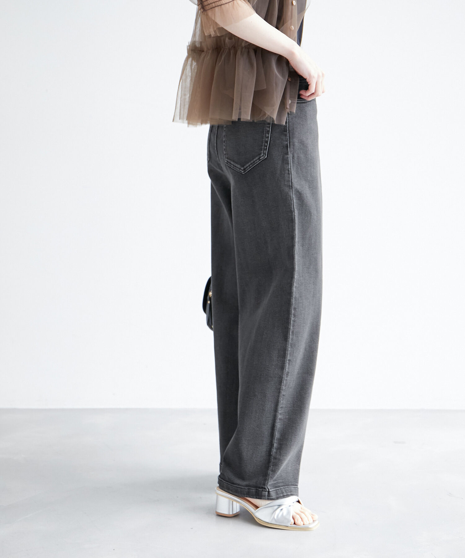 Rope&rsquo;Picnic「デニムタックワイドパンツ」|デニム|