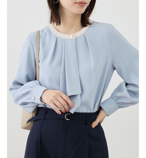 Rope&rsquo;Picnic「【WEB限定サイズ】配色アソートボウタイフウブラウス」|シャツ・ブラウス|サックス(48)