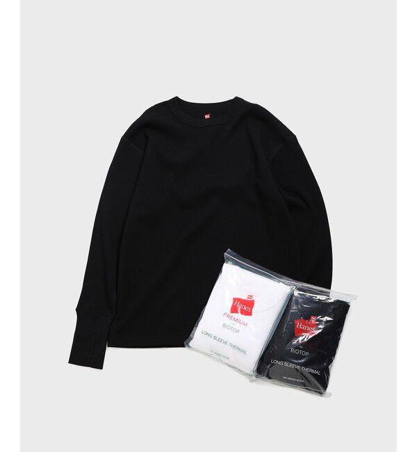 ADAM ET ROPE'「【Hanes for BIOTOP】 EX OG PREMIUM CT THERMAL CN PO」|Tシャツ・カットソー|ブラック(01)
