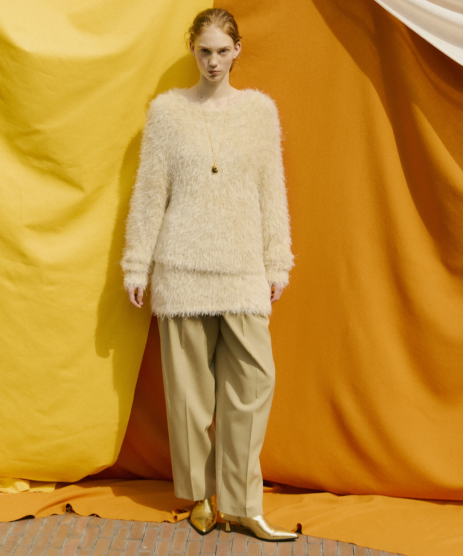 ADAM ET ROPE'「【洗える】ウールギャバ2タックワイドスラックス」|スラックス|