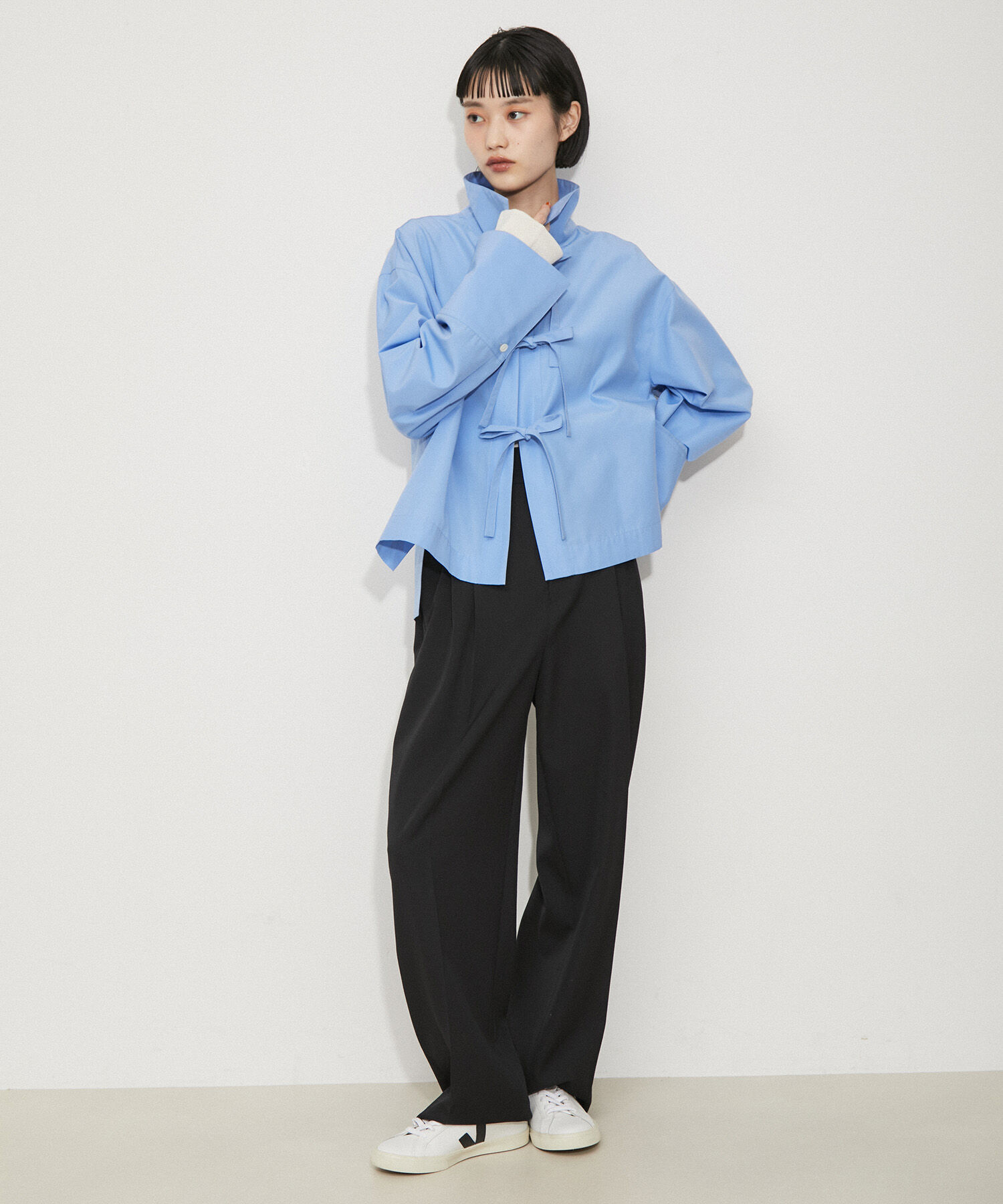 ADAM ET ROPE'「【洗える】ウールギャバ2タックワイドスラックス」|スラックス|