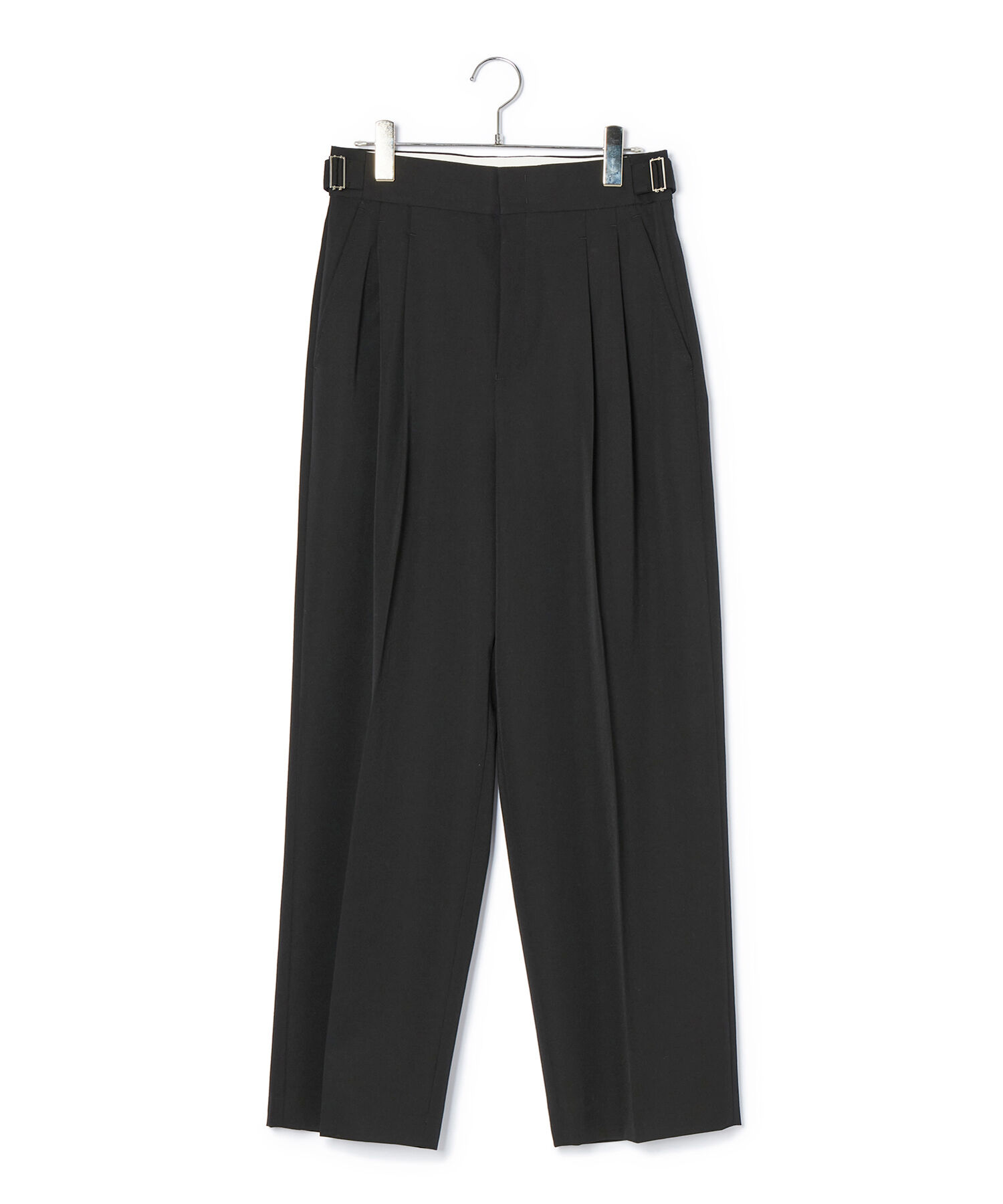 ADAM ET ROPE'「【洗える】ウールギャバ2タックワイドスラックス」|スラックス|