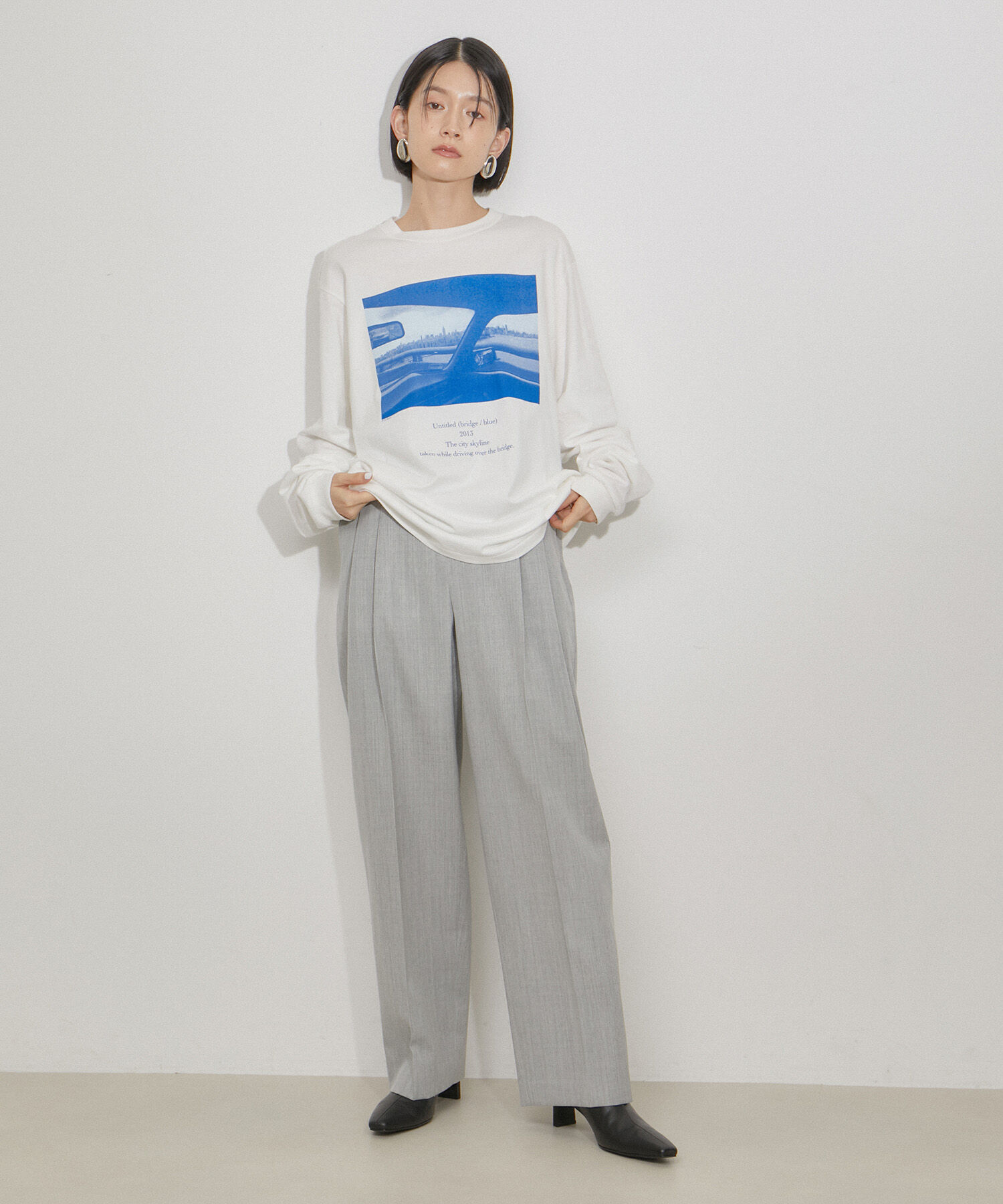 ADAM ET ROPE'「【洗える】ウールギャバ2タックワイドスラックス」|スラックス|