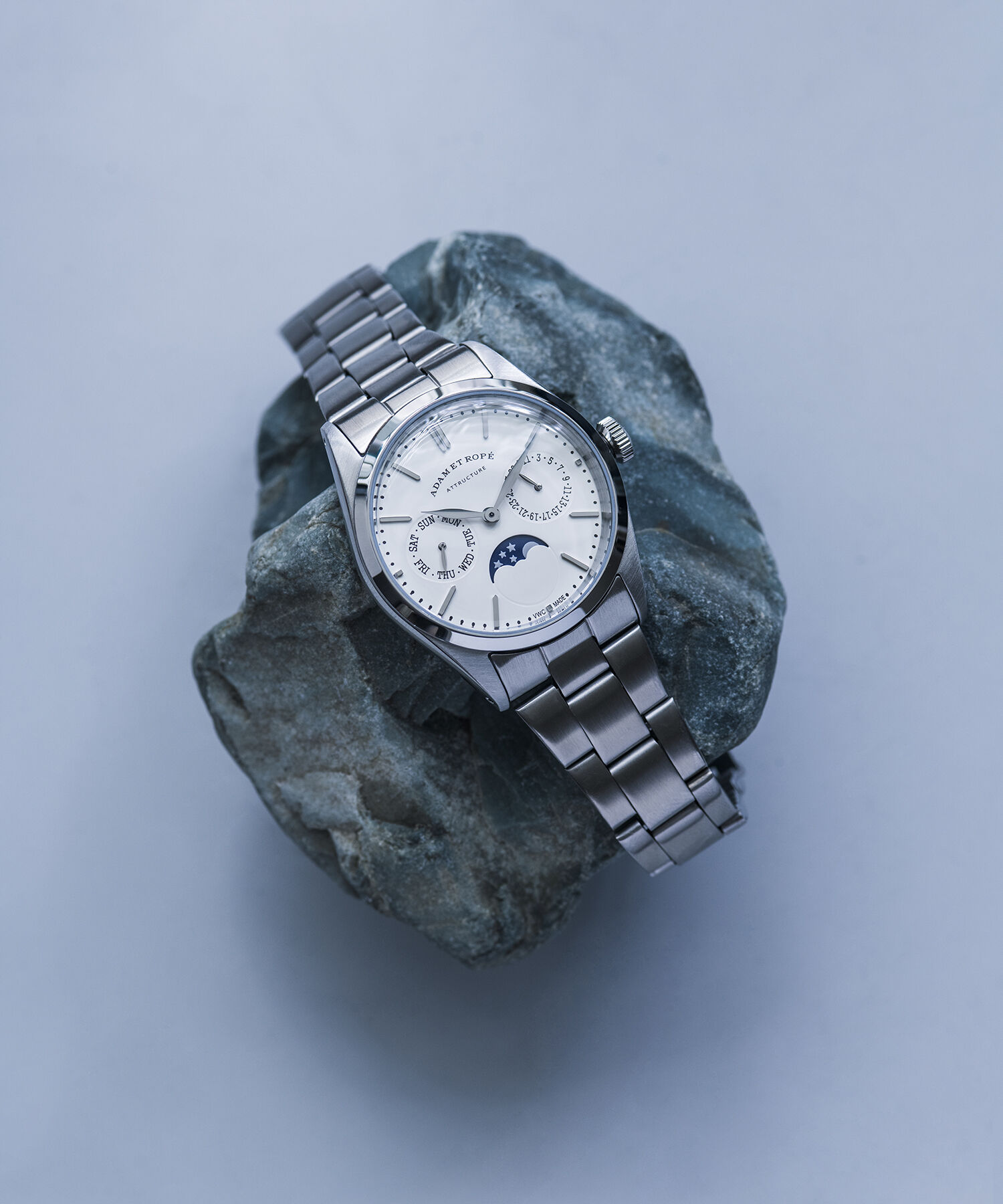 ADAM ET ROPE'「《別注》【VAGUE WATCH CO. for ADAM ET ROPE'】FLATBACK WRISTWATCH（DAY-DATE&MOONPHASE）」|腕時計|
