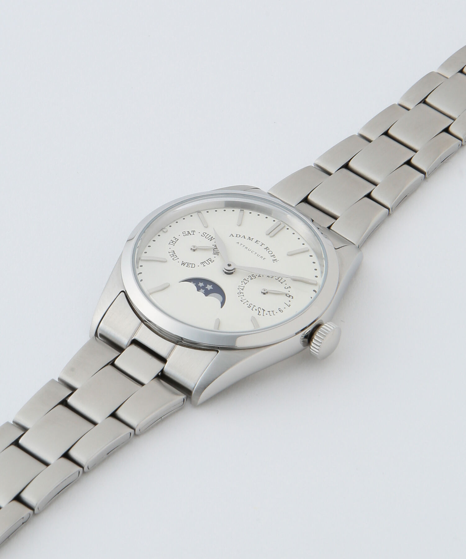 ADAM ET ROPE'「《別注》【VAGUE WATCH CO. for ADAM ET ROPE'】FLATBACK WRISTWATCH（DAY-DATE&MOONPHASE）」|腕時計|