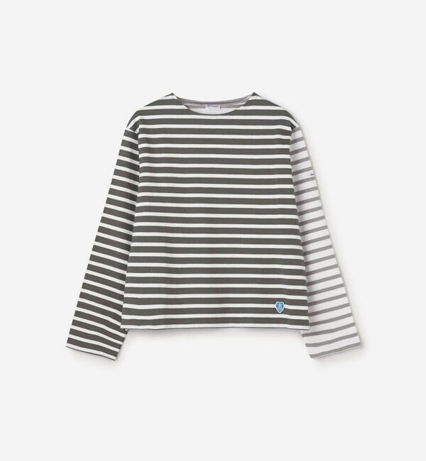 ORCIVAL「ORCIVAL | ハーレクイン コットンロード クルーネックフレンチバスクTシャツ WOMEN」|Tシャツ・カットソー|GREY系1