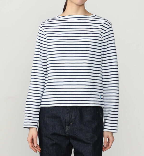 ORCIVAL「ORCIVAL | コットンロード ボートネック クロップドバスクTシャツ WOMEN」|Tシャツ・カットソー|NAVY系1
