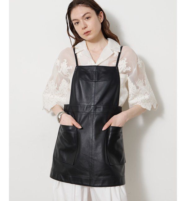  「レザーエプロンワンピース」|ワンピース|