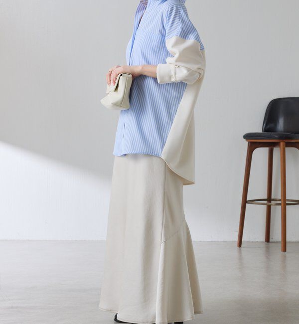  「【冬から着れる】ポンチドッキングシャツ」|シャツ・ブラウス|