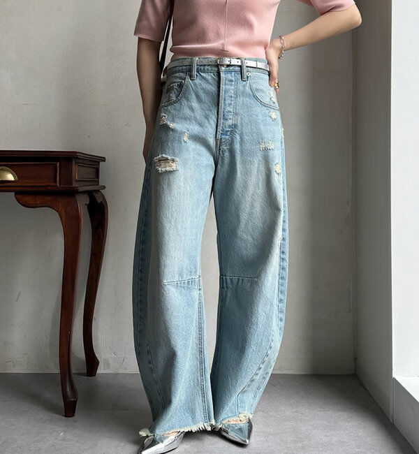  「【ベストセラーアイテム】ダメージカーブデニム」|デニム|