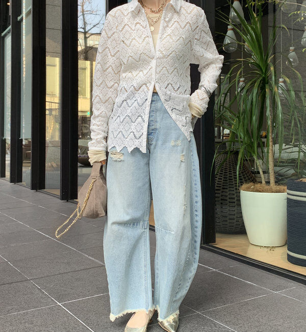  「【ベストセラーアイテム】ダメージカーブデニム」|デニム|