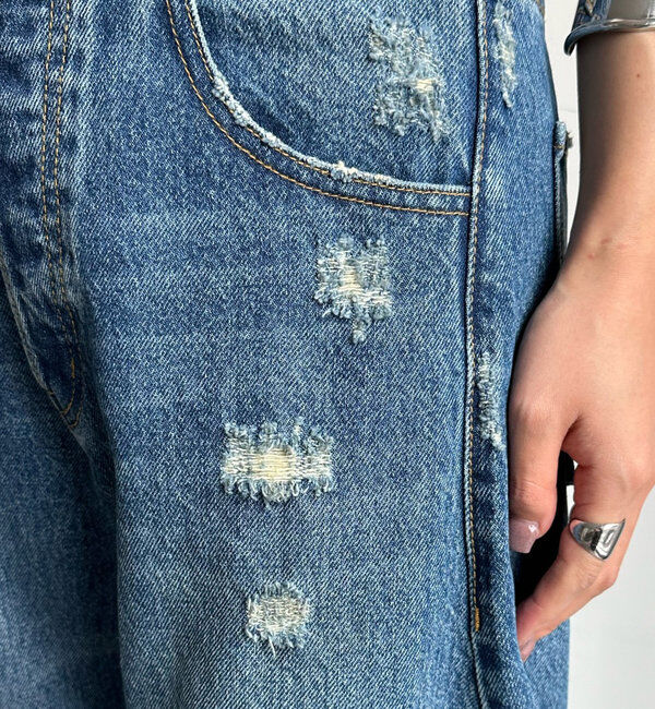  「【ベストセラーアイテム】ダメージカーブデニム」|デニム|