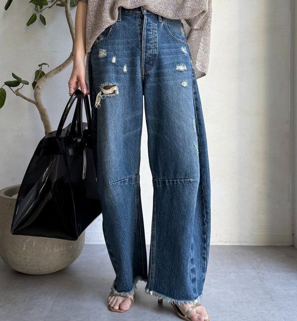  「【ベストセラーアイテム】ダメージカーブデニム」|デニム|