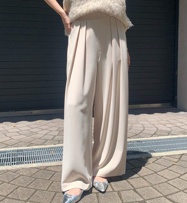  「【累計販売数3万枚突破/23色4サイズ展開！】タックワイドパンツ」|チノ|