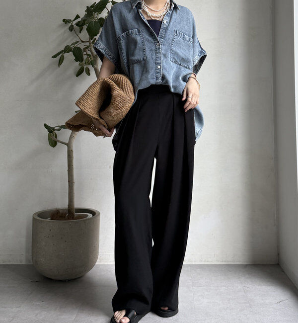  「【累計販売数3万枚突破/23色4サイズ展開！】タックワイドパンツ」|チノ|