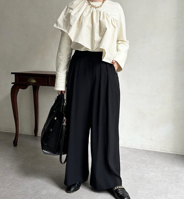  「【累計販売数3万枚突破/23色4サイズ展開！】タックワイドパンツ」|チノ|