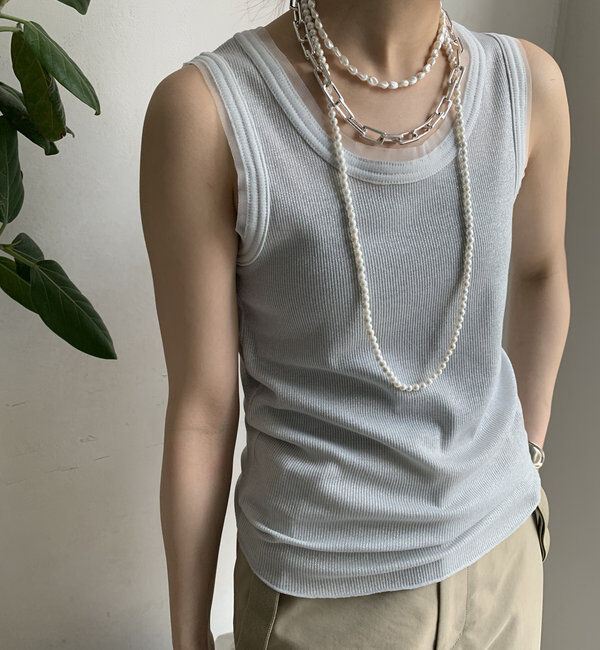  「ラメリブチュールタンク」|Tシャツ・カットソー|