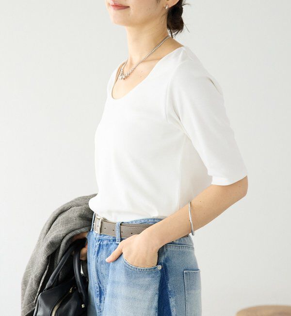  「予約【接触冷感/透湿/紫外線防止】5分袖フライスTee」|Tシャツ・カットソー|