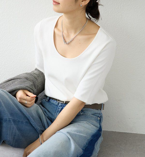  「予約【接触冷感/透湿/紫外線防止】5分袖フライスTee」|Tシャツ・カットソー|