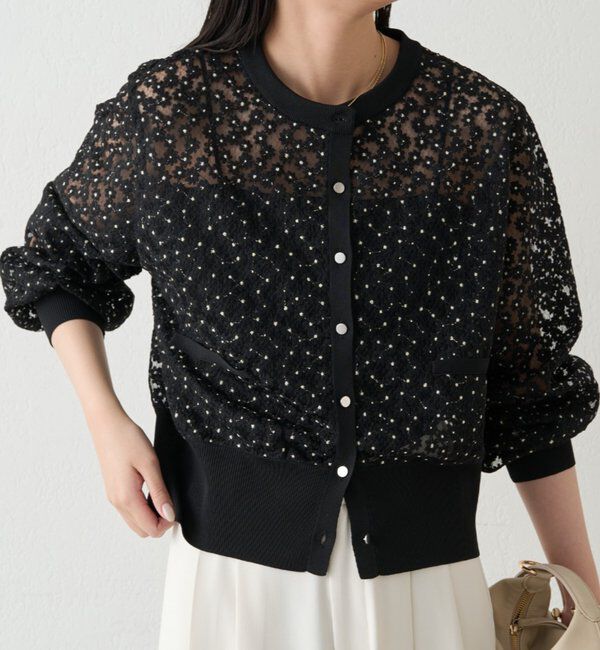  「コクーンスリーブフラワーカーデ」|ニット・セーター|