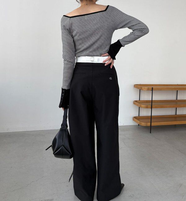  「ボーダー袖ボタンロンT」|Tシャツ・カットソー|