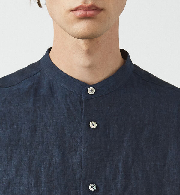 ABAHOUSE「【LUXE Linen Solaro】バンドカラー リネンシャツ」|シャツ・ブラウス|
