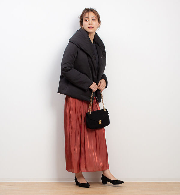 Rouge vif「サテンギャザーロングスカート」|スカート|