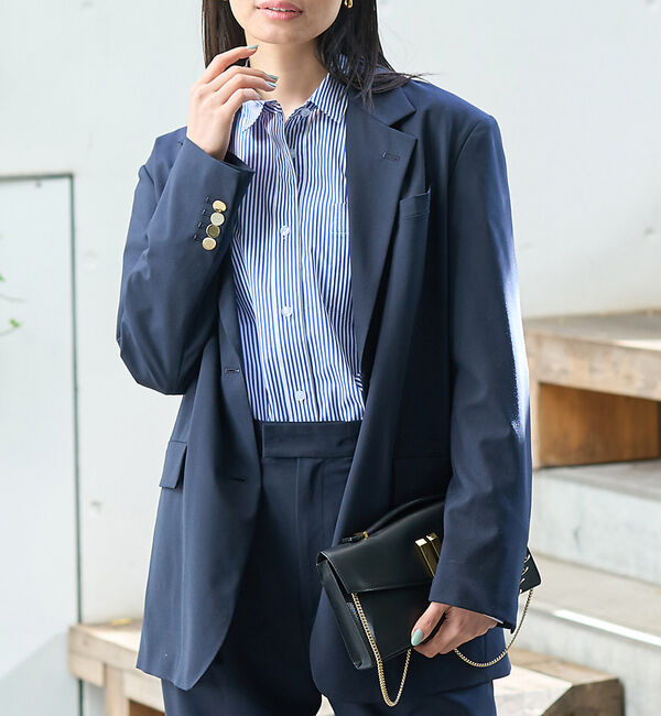 Rouge vif「【セットアップ対応】ビッグシルエットシングルジャケット」|テーラードジャケット|ネイビー