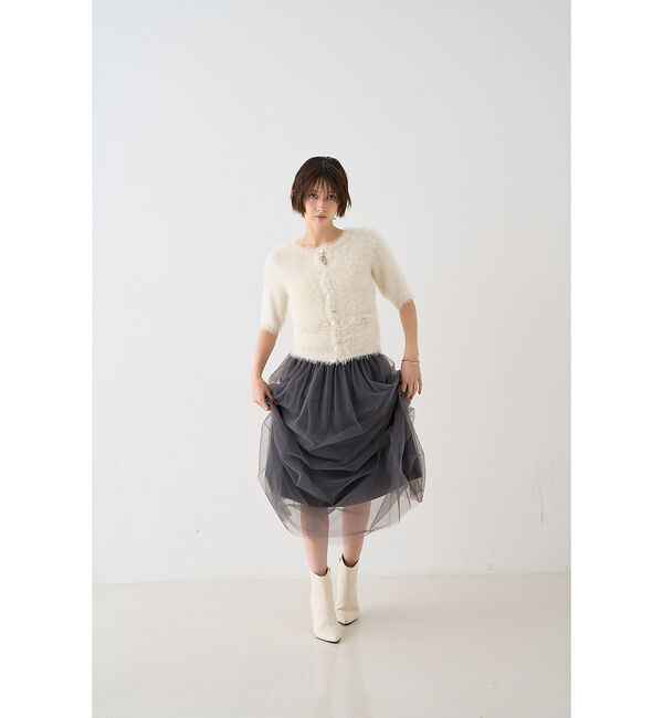 Rouge vif「【一部店舗限定】ハーフスリーブシャギーニットカーディガン」|ニット・セーター|