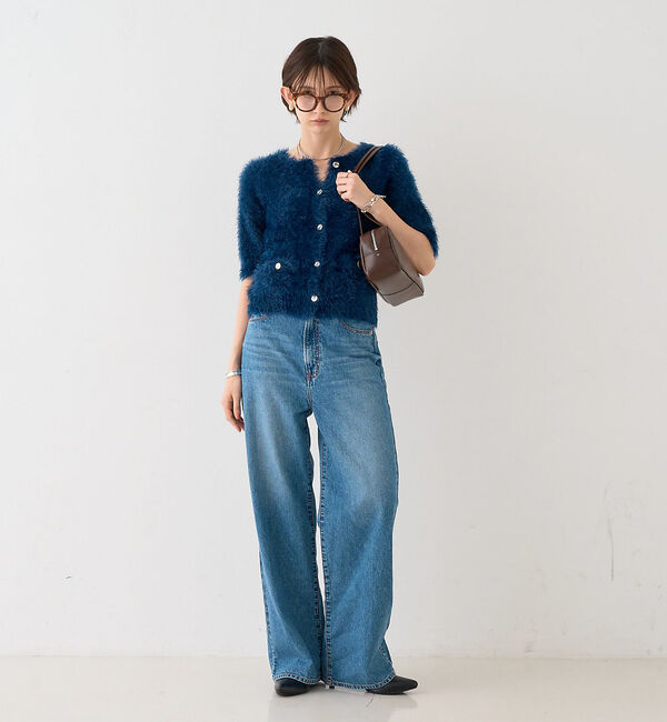 Rouge vif「【一部店舗限定】ハーフスリーブシャギーニットカーディガン」|ニット・セーター|