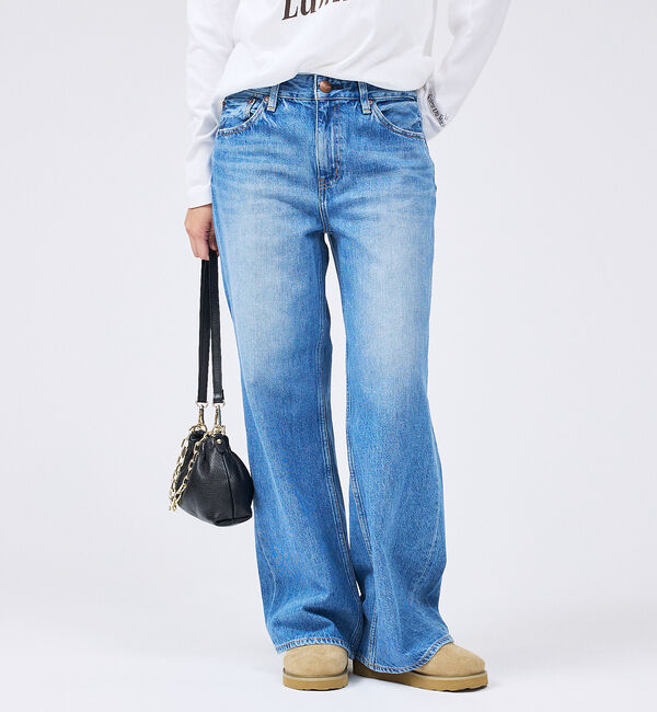 Rouge vif「【RED CARD/レッドカード】Freddie ローライズワイドバギーデニム」|デニム|ブルー