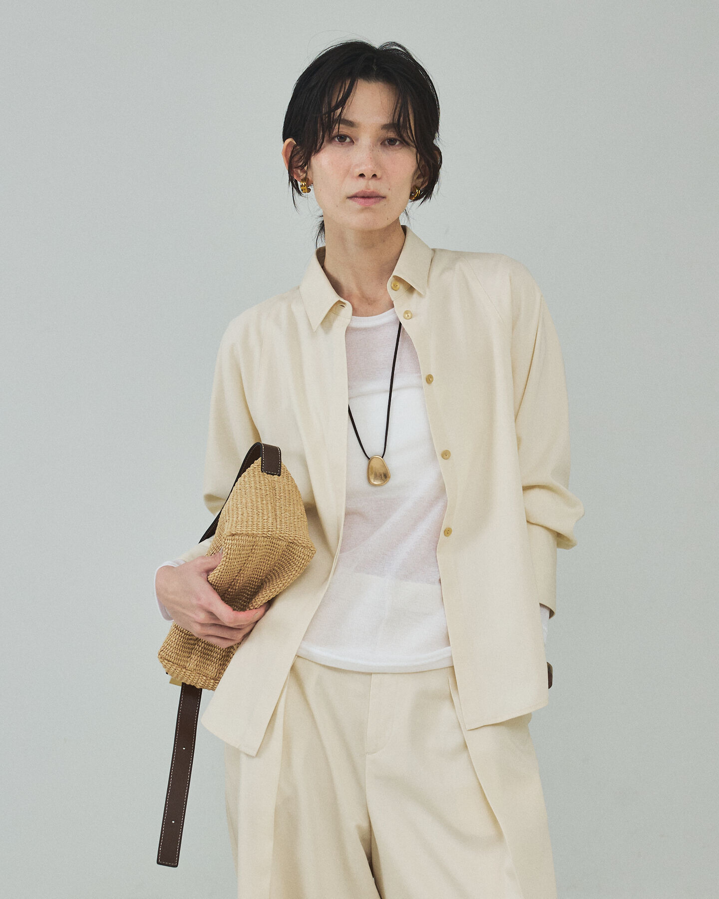 qualite「【セットアップ対応】テンセルハイツイストシャツ」|シャツ・ブラウス|