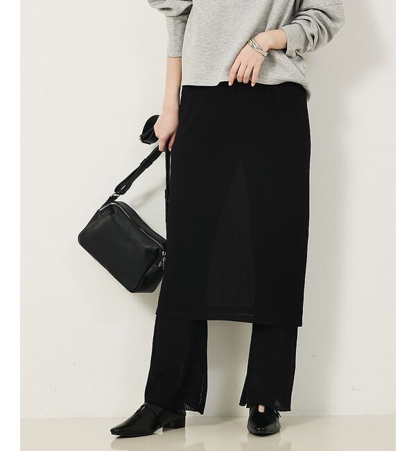 abahouse mavie「【セットアップ対応】ニットスカートレイヤードパンツ」|その他|ブラック