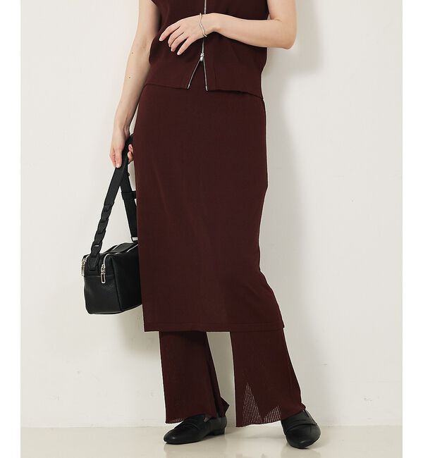 abahouse mavie「【セットアップ対応】ニットスカートレイヤードパンツ」|その他|ブラウン