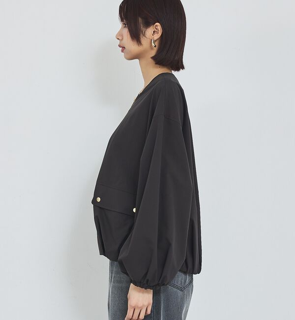 abahouse mavie「【撥水加工】ノーカラーショートブルゾン/春服/ライトアウター/長袖/きれいめ」|ブルゾン・スタジャン|