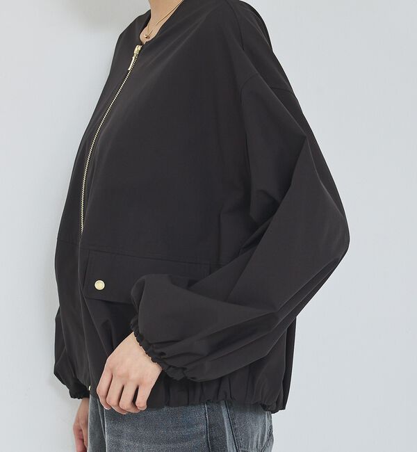 abahouse mavie「【撥水加工】ノーカラーショートブルゾン/春服/ライトアウター/長袖/きれいめ」|ブルゾン・スタジャン|