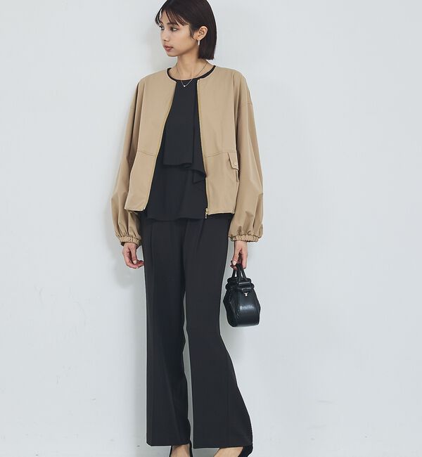 abahouse mavie「【撥水加工】ノーカラーショートブルゾン/春服/ライトアウター/長袖/きれいめ」|ブルゾン・スタジャン|