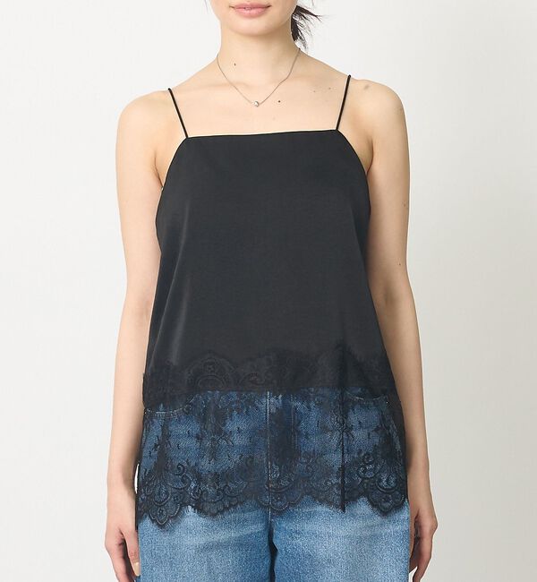 abahouse mavie「【レイヤード映え】サテン裾レースキャミソール」|キャミソール|ブラック