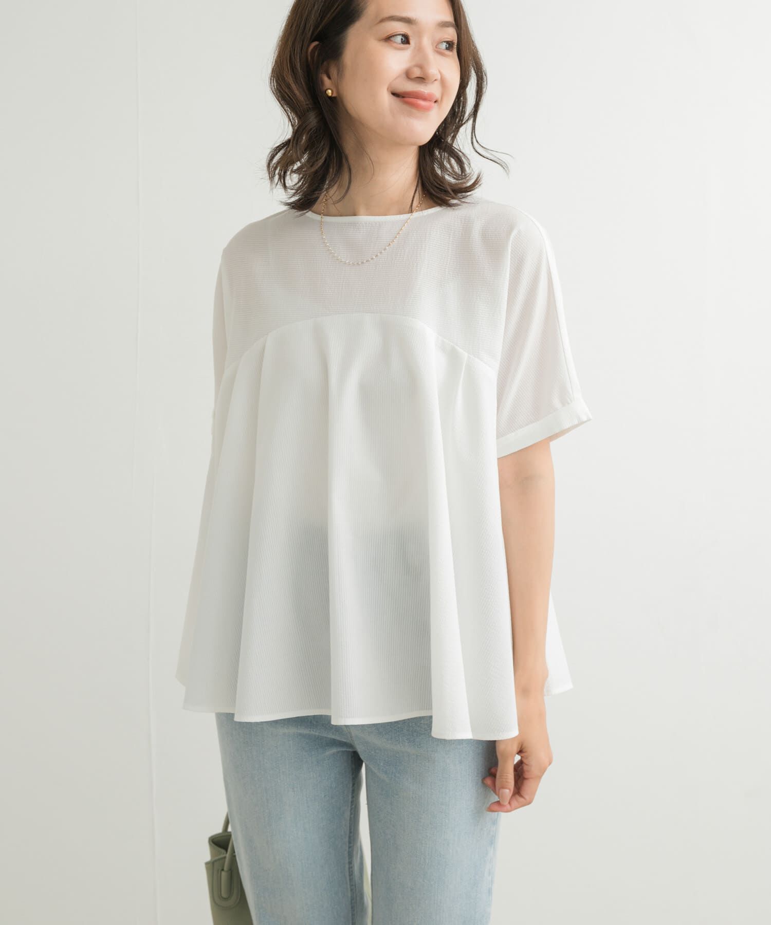 URBAN RESEARCH DOORS「フレア切替えブラウス」|Tシャツ・カットソー|